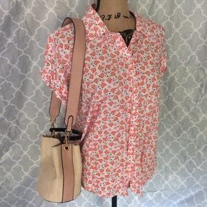 Straw/ pale pink shoulder bag